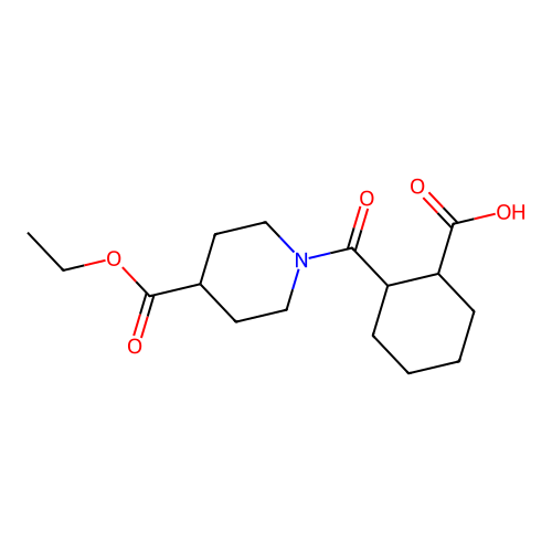 2-{[4-(Ethoxycarbonyl)-1-piperidinyl]-carbonyl}cyclohexanecarboxylic acid structure