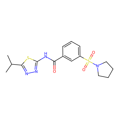 N-(5-propan-2-yl-1,3,4-thiadiazol-2-yl)-3-pyrrolidin-1-ylsulfonylbenzamide structure