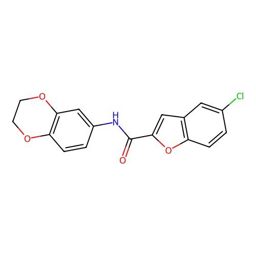 5-chloro-N-(2,3-dihydro-1,4-benzodioxin-6-yl)-1-benzofuran-2-carboxamide structure
