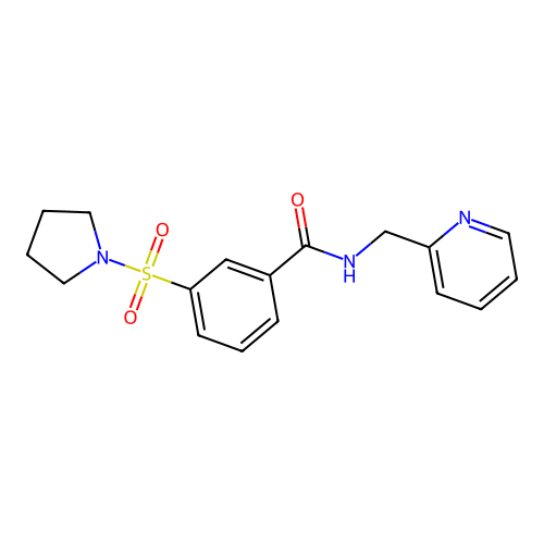N-(2-pyridylmethyl)[3-(pyrrolidinylsulfonyl)phenyl]carboxamide structure