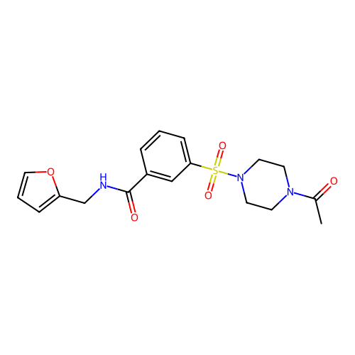 {3-[(4-acetylpiperazinyl)sulfonyl]phenyl}-N-(2-furylmethyl)carboxamide structure