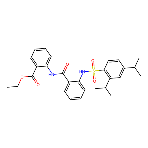 Ethyl N-((2-(2,4-diisopropylbenzenesulphonylamino))benzoyl)anthranilate structure