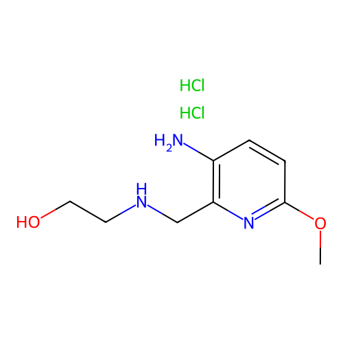 2-((3-Amino-6-methoxy-2-pyridyl)methylamino)ethanol dihydrochloride structure