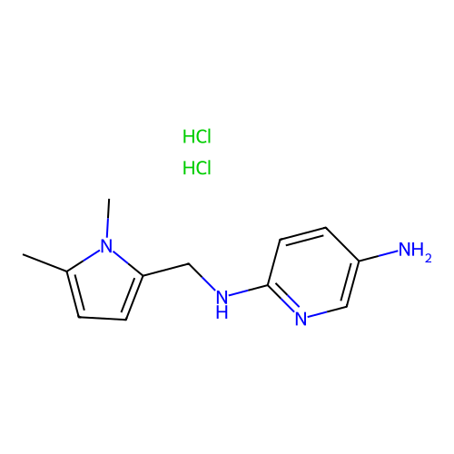 N2-((1,5-dimethyl-1H-pyrrol-2-yl)methyl)pyridine-2,5-diamine dihydrochloride structure