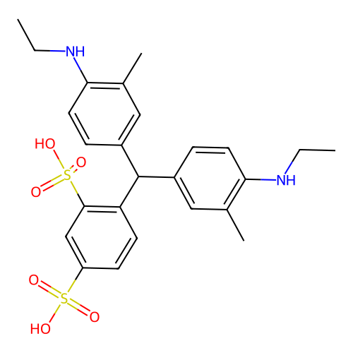 4-(Bis(4-(ethylamino)-3-methylphenyl)methyl)benzene-1,3-disulphonic acid structure
