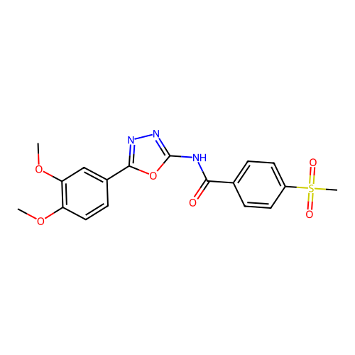 N-[5-(3,4-dimethoxyphenyl)-1,3,4-oxadiazol-2-yl]-4-methylsulfonylbenzamide structure