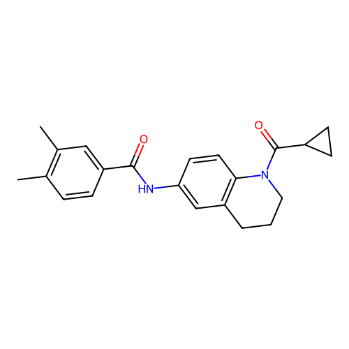 N-[1-(cyclopropanecarbonyl)-3,4-dihydro-2H-quinolin-6-yl]-3,4-dimethylbenzamide structure
