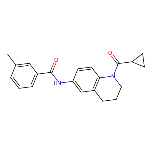 N-[1-(cyclopropanecarbonyl)-3,4-dihydro-2H-quinolin-6-yl]-3-methylbenzamide structure