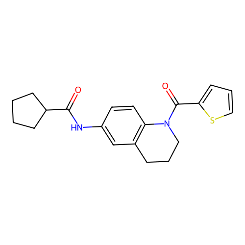 N-[1-(thiophene-2-carbonyl)-3,4-dihydro-2H-quinolin-6-yl]cyclopentanecarboxamide structure