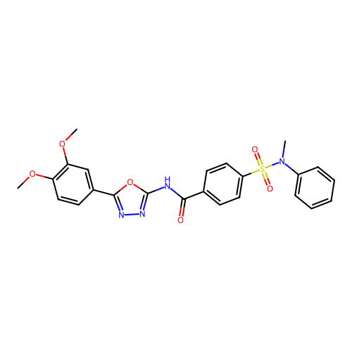 N-[5-(3,4-dimethoxyphenyl)-1,3,4-oxadiazol-2-yl]-4-[methyl(phenyl)sulfamoyl]benzamide structure