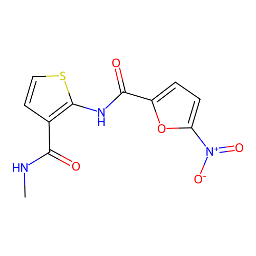 N-[3-(methylcarbamoyl)thiophen-2-yl]-5-nitrofuran-2-carboxamide structure