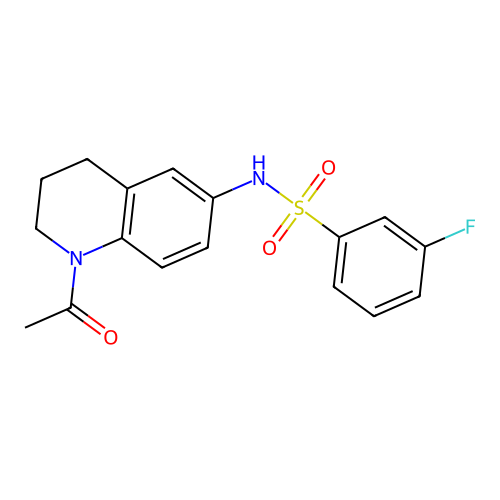N-(1-acetyl-3,4-dihydro-2H-quinolin-6-yl)-3-fluorobenzenesulfonamide structure