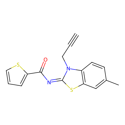 (Z)-N-(6-methyl-3-(prop-2-yn-1-yl)benzo[d]thiazol-2(3H)-ylidene)thiophene-2-carboxamide structure