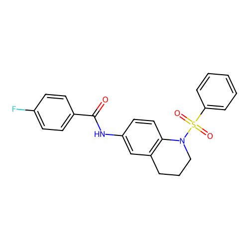 N-[1-(benzenesulfonyl)-3,4-dihydro-2H-quinolin-6-yl]-4-fluorobenzamide structure