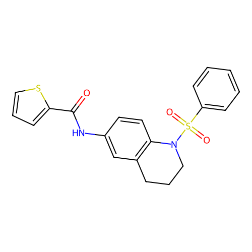 N-[1-(benzenesulfonyl)-3,4-dihydro-2H-quinolin-6-yl]thiophene-2-carboxamide structure
