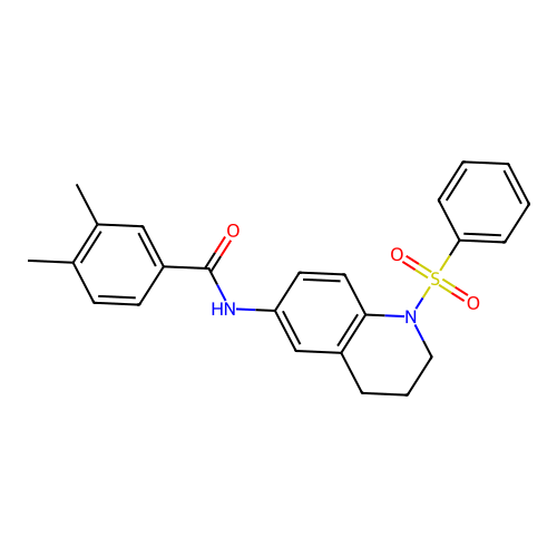 N-[1-(benzenesulfonyl)-3,4-dihydro-2H-quinolin-6-yl]-3,4-dimethylbenzamide structure