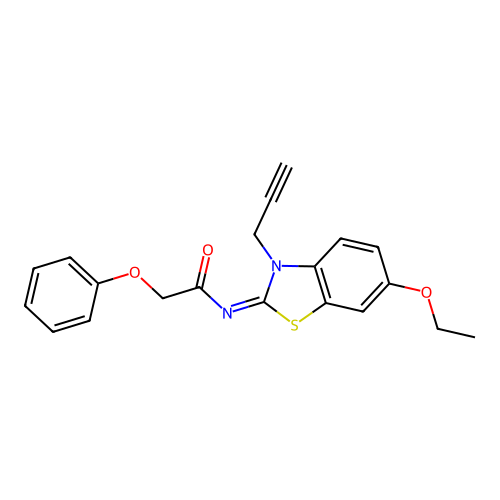 N-(6-ethoxy-3-prop-2-ynyl-1,3-benzothiazol-2-ylidene)-2-phenoxyacetamide structure
