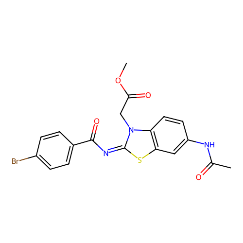 (Z)-methyl 2-(6-acetamido-2-((4-bromobenzoyl)imino)benzo[d]thiazol-3(2H)-yl)acetate structure