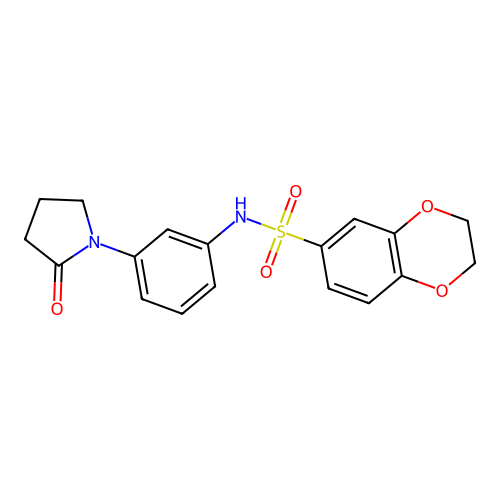 N-[3-(2-oxopyrrolidin-1-yl)phenyl]-2,3-dihydro-1,4-benzodioxine-6-sulfonamide structure