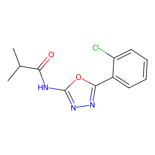 N-[5-(2-chlorophenyl)-1,3,4-oxadiazol-2-yl]-2-methylpropanamide structure