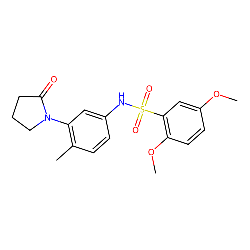 2,5-dimethoxy-N-(4-methyl-3-(2-oxopyrrolidin-1-yl)phenyl)benzenesulfonamide structure