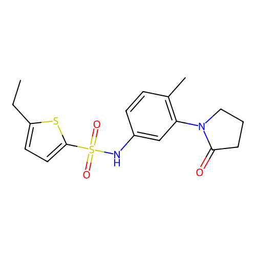 5-ethyl-N-[4-methyl-3-(2-oxopyrrolidin-1-yl)phenyl]thiophene-2-sulfonamide structure