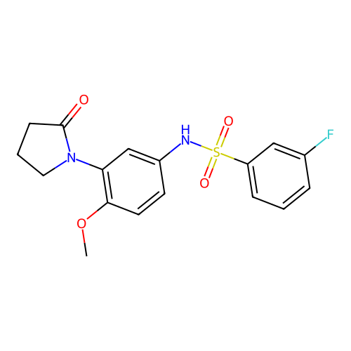 3-fluoro-N-(4-methoxy-3-(2-oxopyrrolidin-1-yl)phenyl)benzenesulfonamide structure