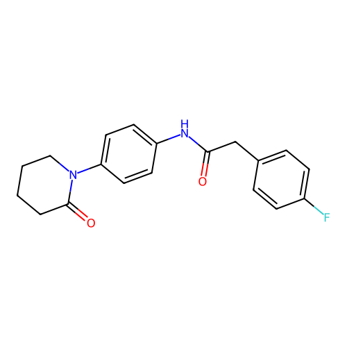 2-(4-fluorophenyl)-N-[4-(2-oxopiperidin-1-yl)phenyl]acetamide structure