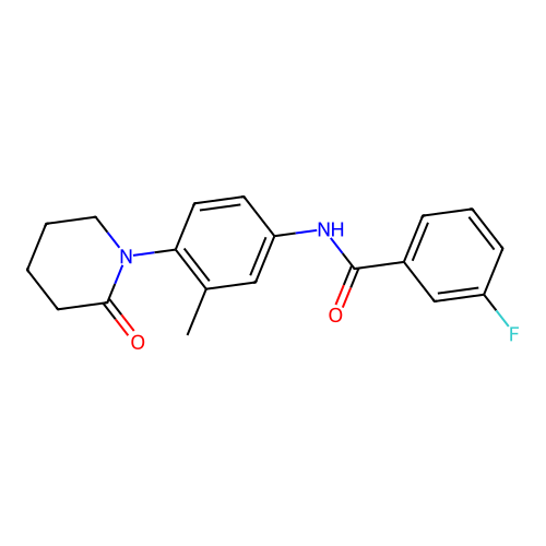 3-fluoro-N-[3-methyl-4-(2-oxopiperidin-1-yl)phenyl]benzamide structure
