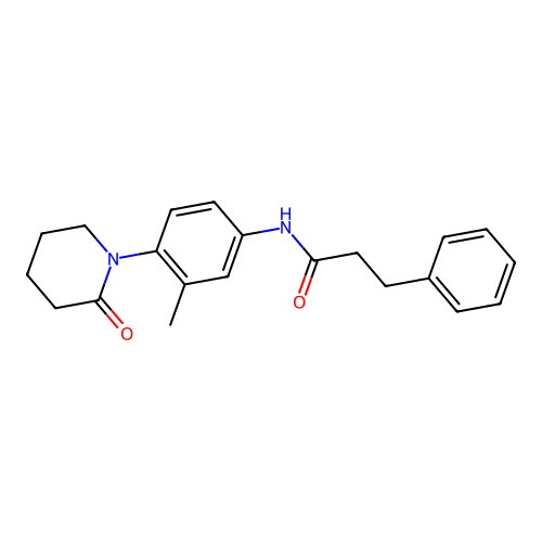 N-[3-methyl-4-(2-oxopiperidin-1-yl)phenyl]-3-phenylpropanamide structure