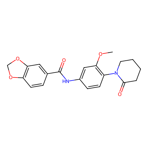N-[3-methoxy-4-(2-oxopiperidin-1-yl)phenyl]-1,3-benzodioxole-5-carboxamide structure