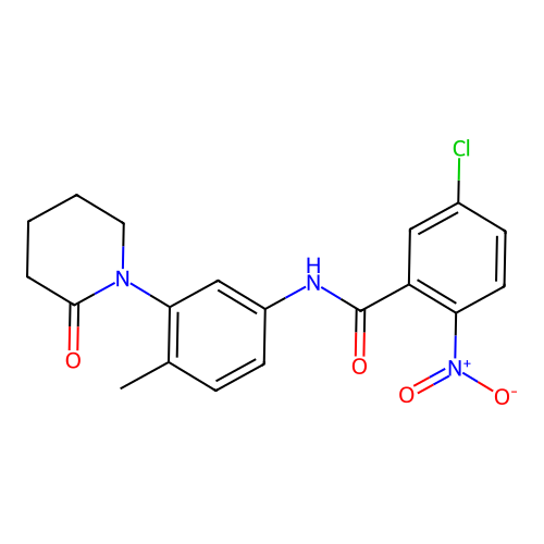 5-chloro-N-[4-methyl-3-(2-oxopiperidin-1-yl)phenyl]-2-nitrobenzamide structure