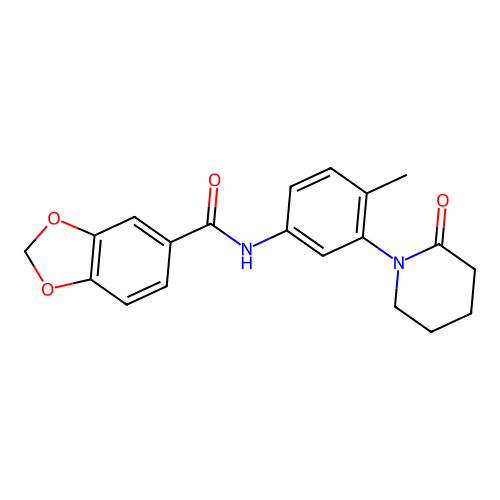 N-[4-methyl-3-(2-oxopiperidin-1-yl)phenyl]-1,3-benzodioxole-5-carboxamide structure