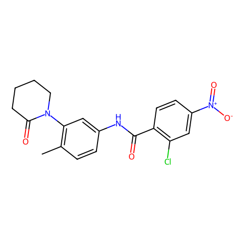 2-chloro-N-[4-methyl-3-(2-oxopiperidin-1-yl)phenyl]-4-nitrobenzamide structure