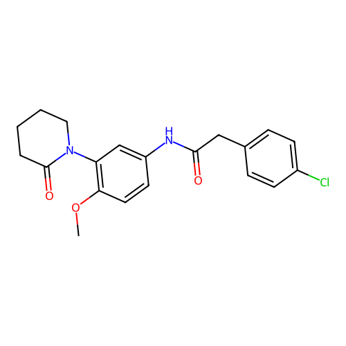 2-(4-chlorophenyl)-N-[4-methoxy-3-(2-oxopiperidin-1-yl)phenyl]acetamide structure
