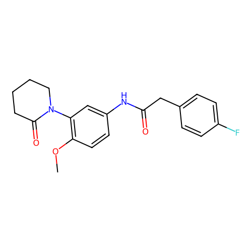 2-(4-fluorophenyl)-N-[4-methoxy-3-(2-oxopiperidin-1-yl)phenyl]acetamide structure