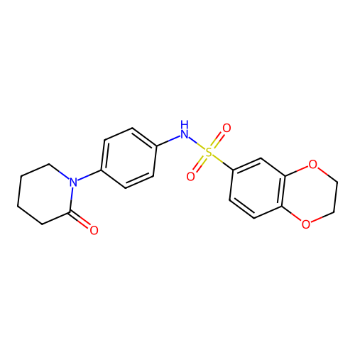 N-[4-(2-oxopiperidin-1-yl)phenyl]-2,3-dihydro-1,4-benzodioxine-6-sulfonamide structure