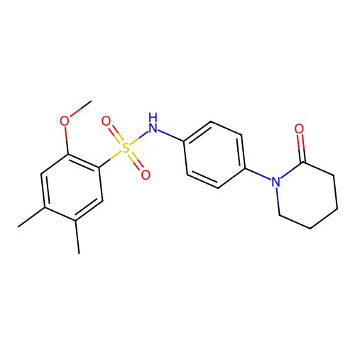 2-methoxy-4,5-dimethyl-N-(4-(2-oxopiperidin-1-yl)phenyl)benzenesulfonamide structure