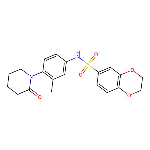 N-[3-methyl-4-(2-oxopiperidin-1-yl)phenyl]-2,3-dihydro-1,4-benzodioxine-6-sulfonamide structure