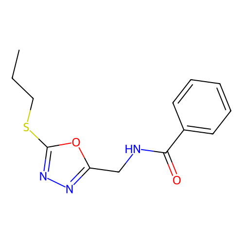 N-((5-(propylthio)-1,3,4-oxadiazol-2-yl)methyl)benzamide structure