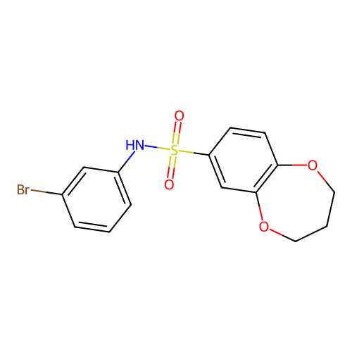 N-(3-bromophenyl)-3,4-dihydro-2H-1,5-benzodioxepine-7-sulfonamide structure