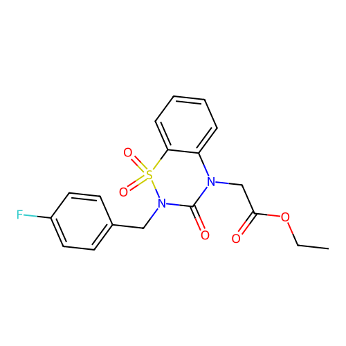 ethyl 2-{2-[(4-fluorophenyl)methyl]-1,1,3-trioxo-3,4-dihydro-2H-1lambda6,2,4-benzothiadiazin-4-yl}acetate structure