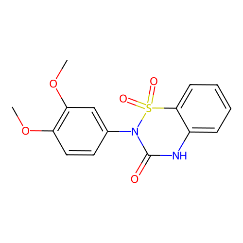2-(3,4-dimethoxyphenyl)-2H-1,2,4-benzothiadiazin-3(4H)-one 1,1-dioxide structure