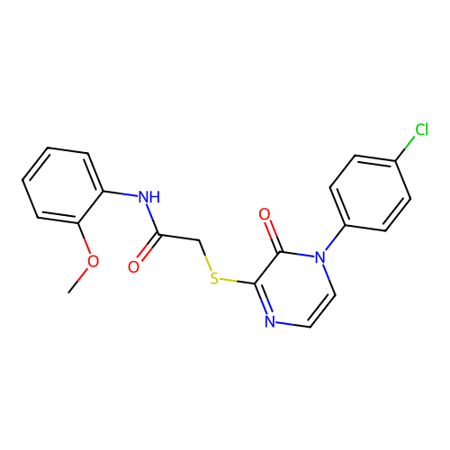 2-[4-(4-chlorophenyl)-3-oxopyrazin-2-yl]sulfanyl-N-(2-methoxyphenyl)acetamide structure