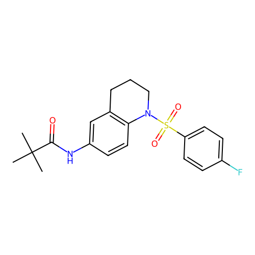 N-(1-((4-fluorophenyl)sulfonyl)-1,2,3,4-tetrahydroquinolin-6-yl)pivalamide structure