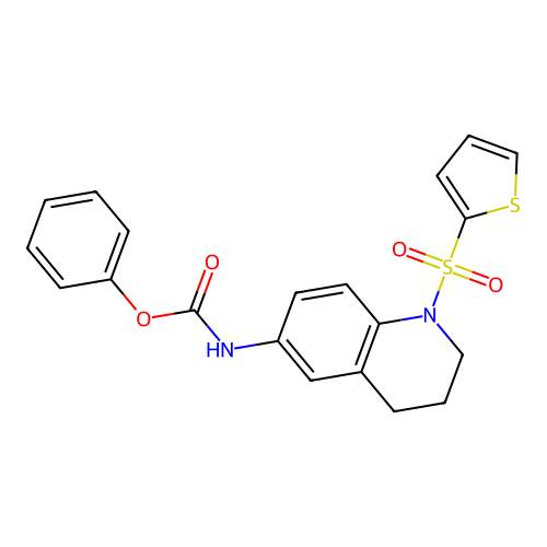 phenyl N-(1-thiophen-2-ylsulfonyl-3,4-dihydro-2H-quinolin-6-yl)carbamate structure