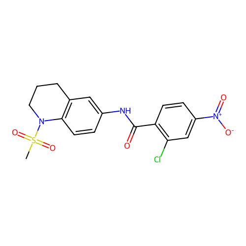 2-chloro-N-(1-methylsulfonyl-3,4-dihydro-2H-quinolin-6-yl)-4-nitrobenzamide structure