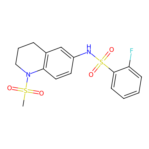 2-fluoro-N-(1-methylsulfonyl-3,4-dihydro-2H-quinolin-6-yl)benzenesulfonamide structure