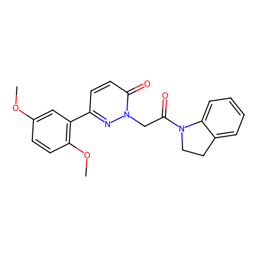 6-(2,5-dimethoxyphenyl)-2-(2-(indolin-1-yl)-2-oxoethyl)pyridazin-3(2H)-one structure