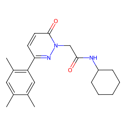 N-cyclohexyl-2-[6-oxo-3-(2,4,5-trimethylphenyl)pyridazin-1-yl]acetamide structure